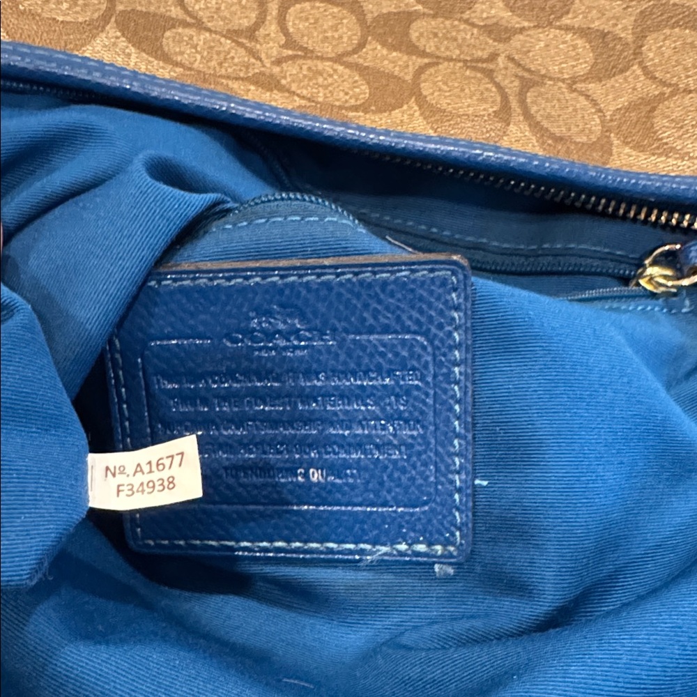 Coach File Bag Signature Blue Brown Crossbody - Picture 12 of 17